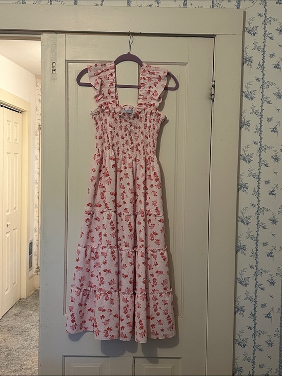 Hill House Dresses & Skirts - Hill House Pink and Red Floral Smocked Midi Dress